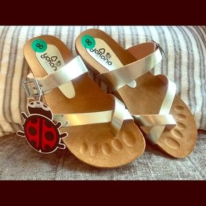 Yokono Gold Leather Sandals Flip Flops Women's 8